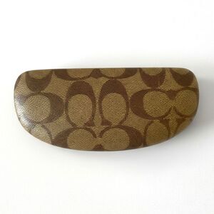 Coach Signature C Monogram Tan & Brown Hard Clamshell Eyeglasses Case